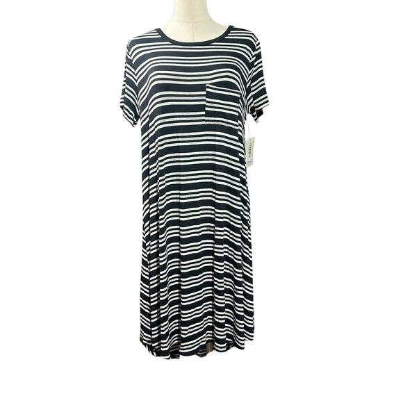 LuLaRoe Dresses & Skirts - NEW LuLaRoe Womens Dress Size M Carly Black White Stripe Beach Swim Hi-Low Flowy